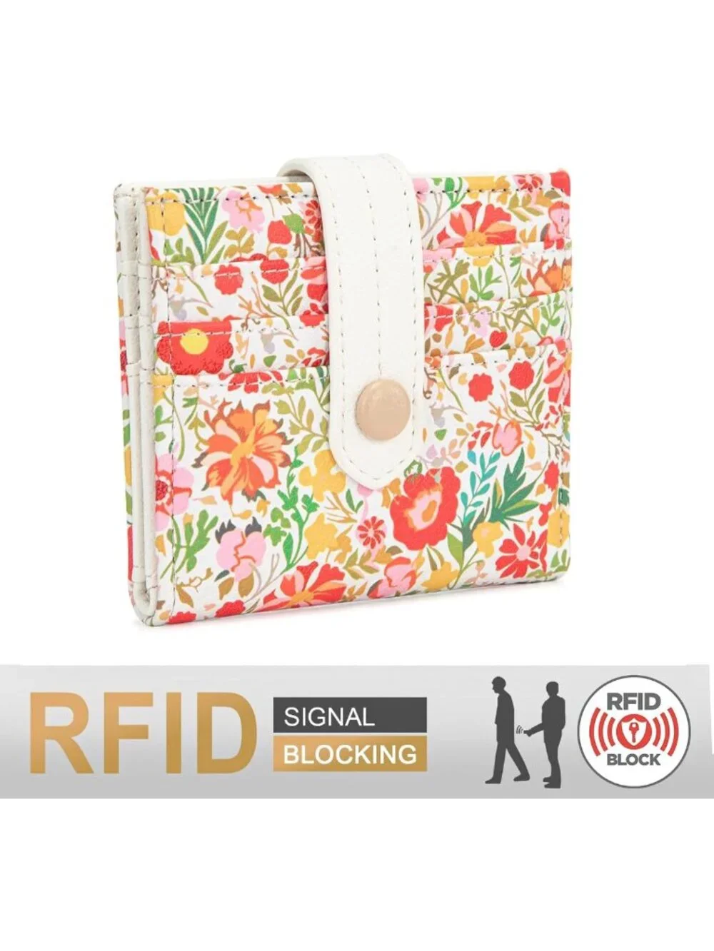 Floral Bifold Wallet for Women | RFID-Blocking, Zipper Coin Pocket, Small Size